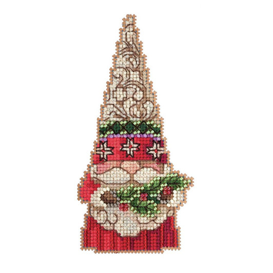 Mill Hill Counted Cross Stitch Kit | Jim Shore Gnome Holding Holly