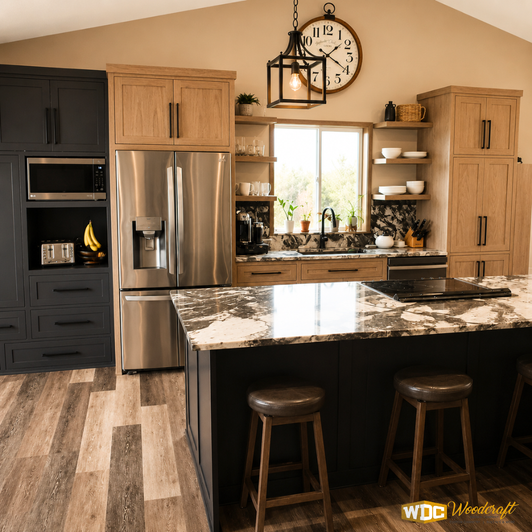 Custom White Oak Kitchen with Dramatic Stone Countertops