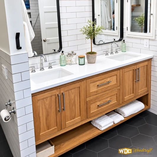 Bathroom Vanity – White Oak Double-Sink Design