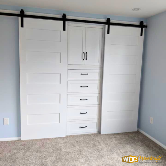 Custom Barn Door Closet – Handmade Wood Closet System
