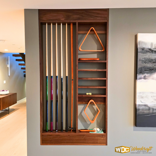 Pool Cue Wall Mounted Rack – Handcrafted Wooden Billiards Cue Holder