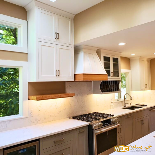 Painted Shaker Kitchen with Decorative Range Hood