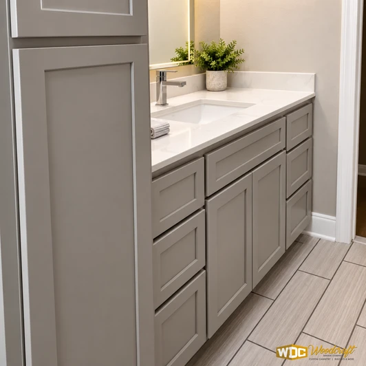 Bathroom Vanity – Gray Painted Cabinet with Storage