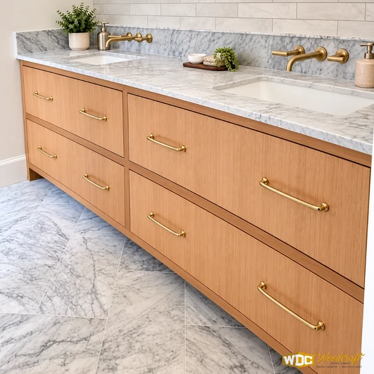 Bathroom Vanity - Rift White Oak Double Sink Cabinet