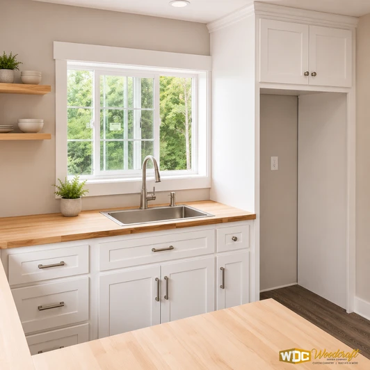 Kitchen Remodel - Shaker Overlay Cabinets with Butcher Block Countertops