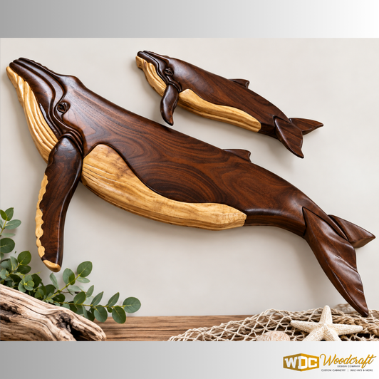 Intarsia Whale Wall Art