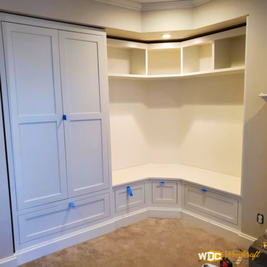 Custom Corner Built-In Storage Cabinets