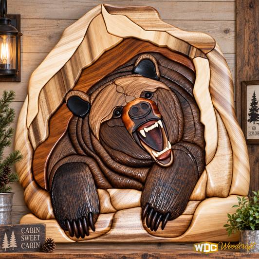 Intarsia Bear Wall Art