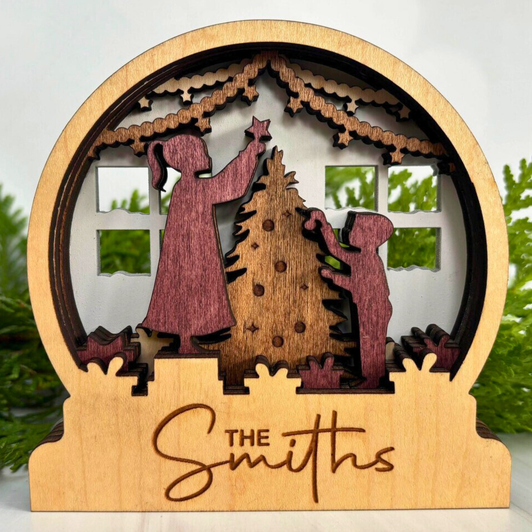 Christmas Snow Globe Decoration | Family Decorating Tree Christmas Snow Globe Decoration | Family Decorating Tree