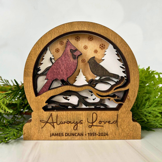 Personalized Cardinal Memorial Christmas Snow Globe Decoration