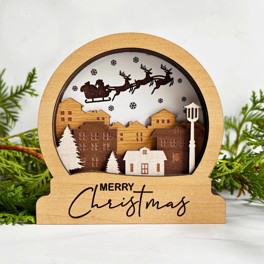 Personalized Santa's Sleigh Christmas Snow Globe Decoration