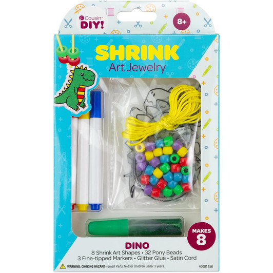 CousinDIY Dinosaur Shrink Art Jewelry Kit