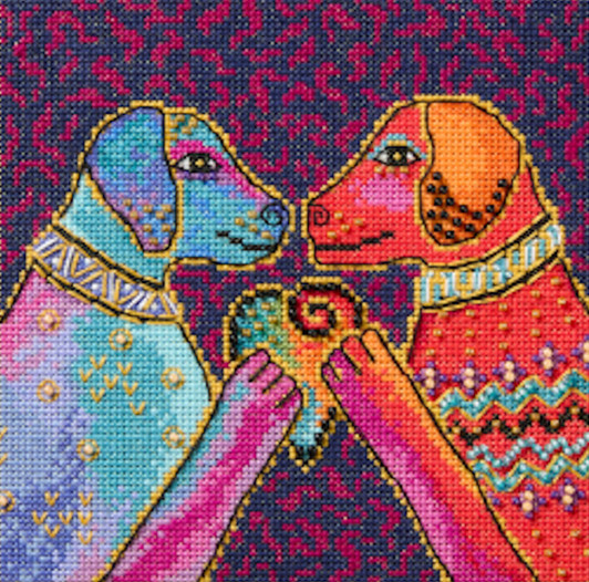 Mill Hill/Laurel Burch Counted Cross Stitch Kit | Heartfelt Dogs