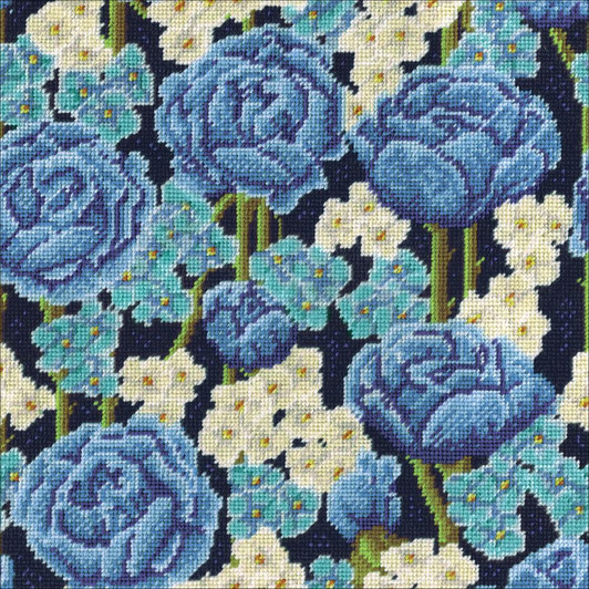Design Works Blue Roses Needlepoint Kit