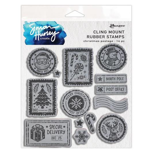 Simon Hurley Christmas Postage Cling Mount Rubber Stamps