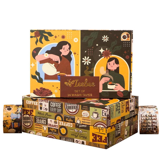 Ieebee Washi Tape Set 14/Rolls | Coffee Chronicles