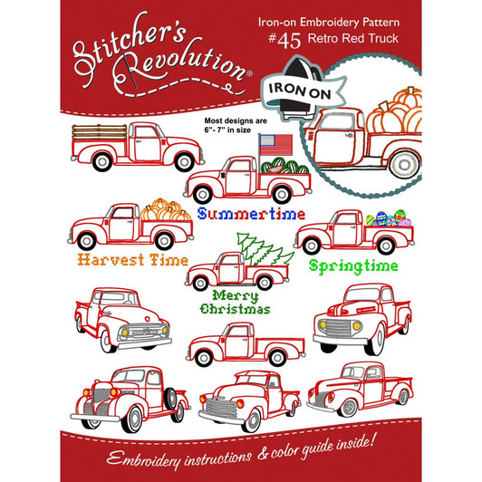 Colonial Patterns Iron-On Embroidery Patterns | Retro Red Truck