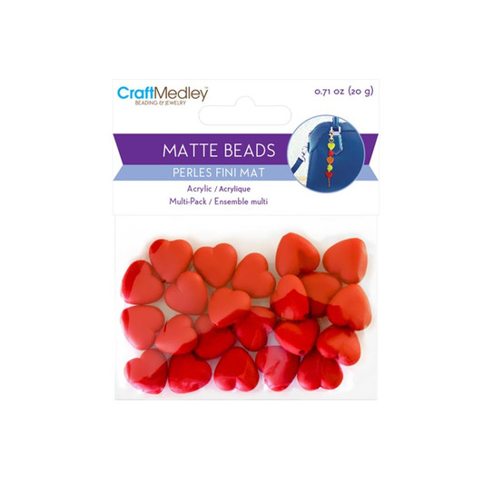 Craft Medley Plastic Beads 20g | Red Hearts