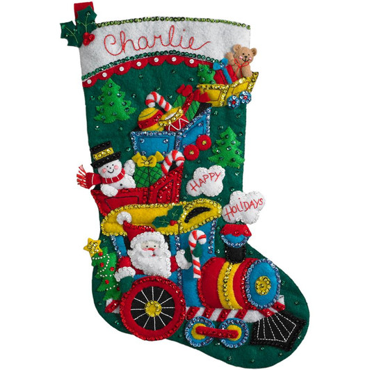Bucilla Choo Choo Santa Felt Applique Stocking Kit