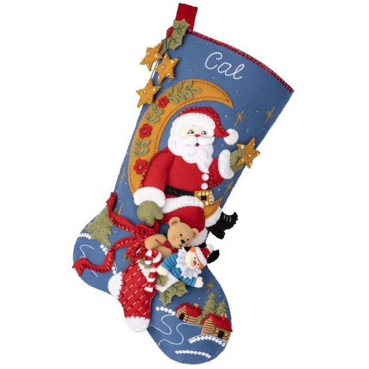 Bucilla Felt Applique Stocking Kit | Moonlight Santa
