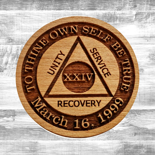 AA Personalized Anniversary Wooden Coin Medallion