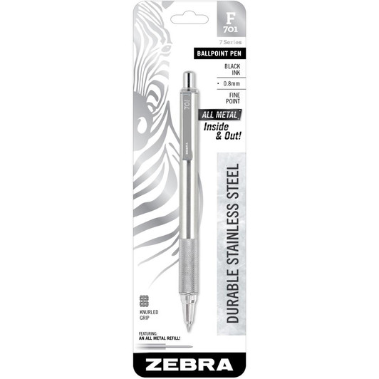 Zebra F-701 Stainless Steel Ballpoint Pen 1/Pkg | Black