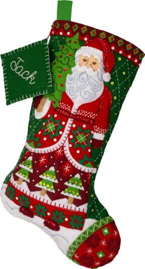 Bucilla Santa's Quilted Delight Felt Applique Stocking Kit