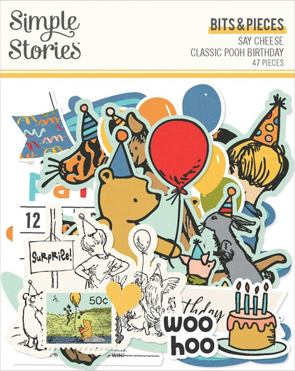 Simple Stories Say Cheese Classic Pooh Birthday Bits & Pieces Die Cuts