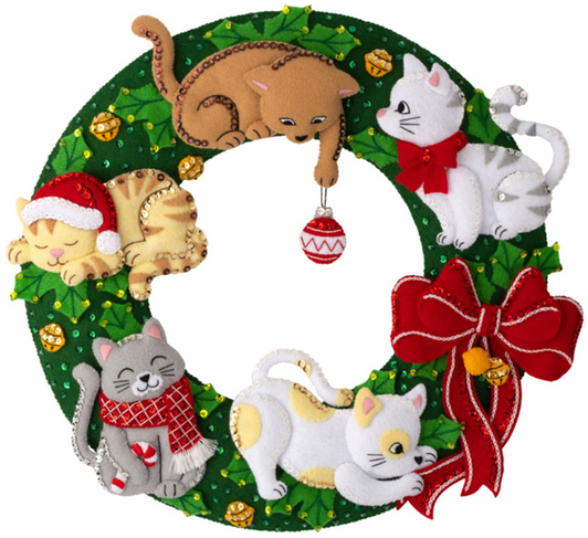 Bucilla Felt Applique Wall Wreath Kit | Holiday Housecats