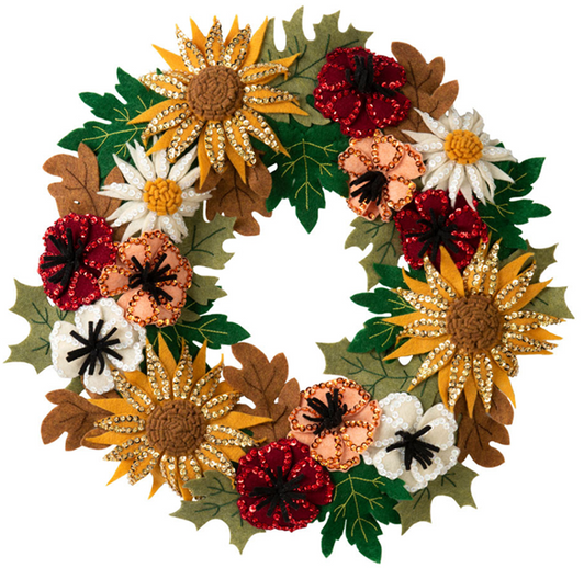 Bucilla Felt Applique Wall Wreath Kit | Floral Fall