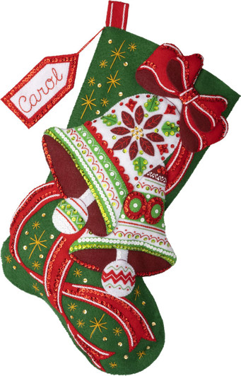 Bucilla Poinsettia Bells Felt Applique Stocking Kit