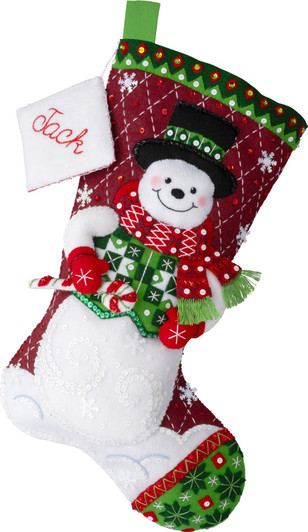 Bucilla Snowman's Quilted Delight Felt Applique Stocking Kit