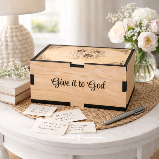 Customizable Large God Box | Prayer & Worry Box | Sunflowers
