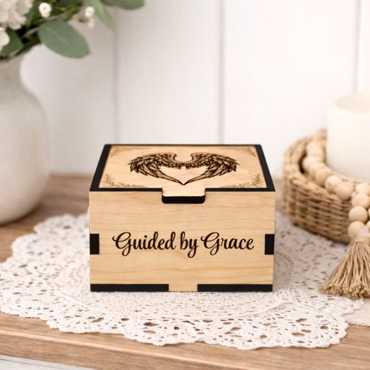 Customizable Small God Box | Prayer & Worry Box | Angel Wings