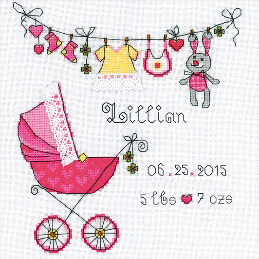 RIOLIS It's A Girl! Announcement Counted Cross Stitch Kit