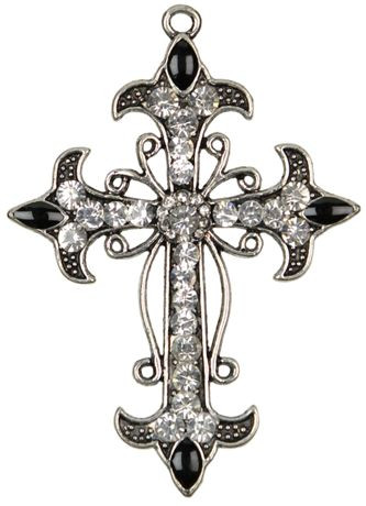 CousinDIY Silver & Clear Cross Metal Accent Pendant 1/Pkg