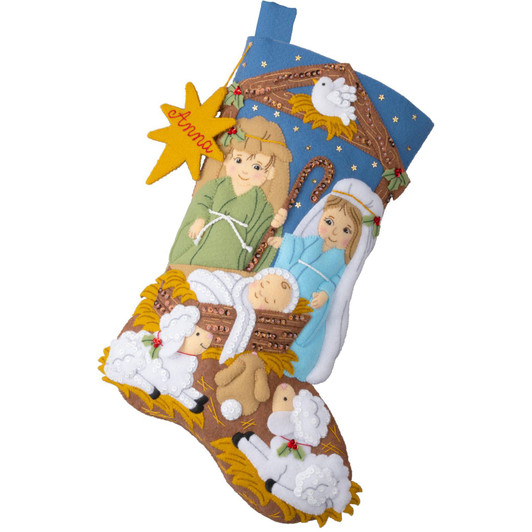 Bucilla Little Blessed Nativity Felt Applique Stocking Kit