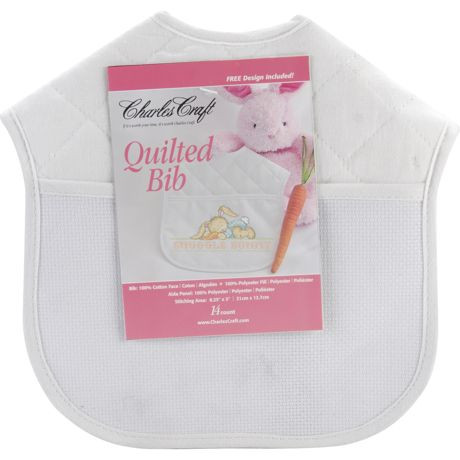 DMC Charles Craft White Quilted Baby Bib Blank