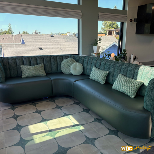 Crescent Banquette Booth – Custom Upholstered Built-In Seating