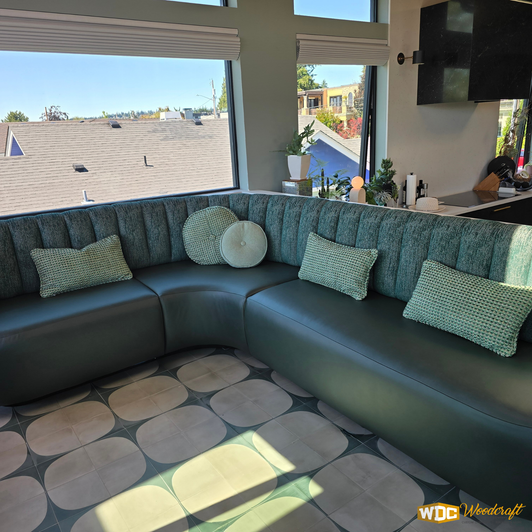 Crescent Banquette Booth – Custom Upholstered Built-In Seating