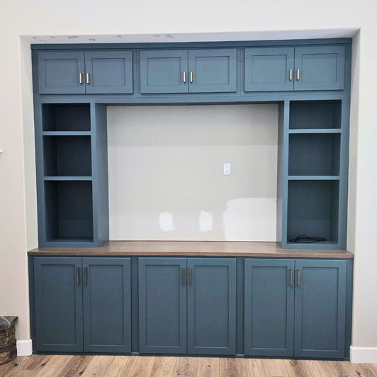 Custom Built-In Entertainment Center with Open Shelving