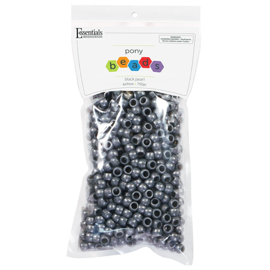Essentials Pony Beads 6mm x 9mm Black Pearl 750pc
