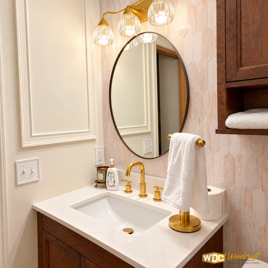 Bathroom Remodel - Classic Elegance with Custom Wood Cabinetry
