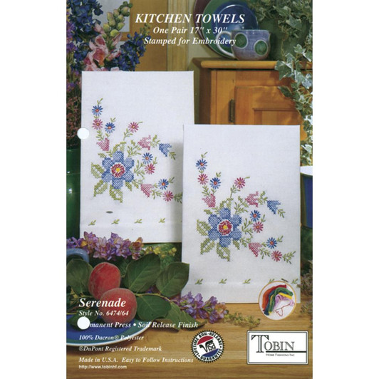 Tobin Serenade Stamped Embroidery Kitchen Towels 2/pkg