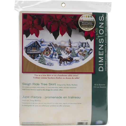 Dimensions Counted Cross Stitch Kit - Sleigh Ride Tree Skirt