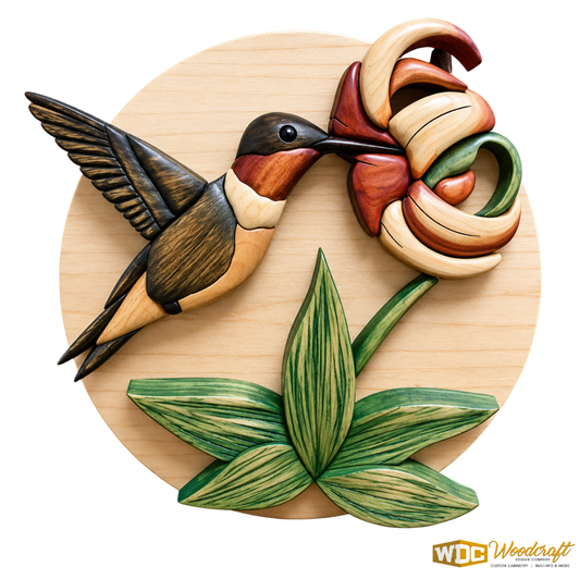 Intarsia Hummingbird Wall Plaque