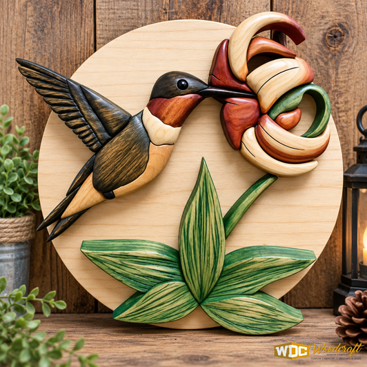 Intarsia Hummingbird Wall Plaque