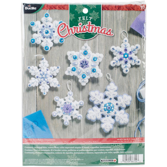Bucilla Sparkle Snowflake Ornaments Felt Applique Kit