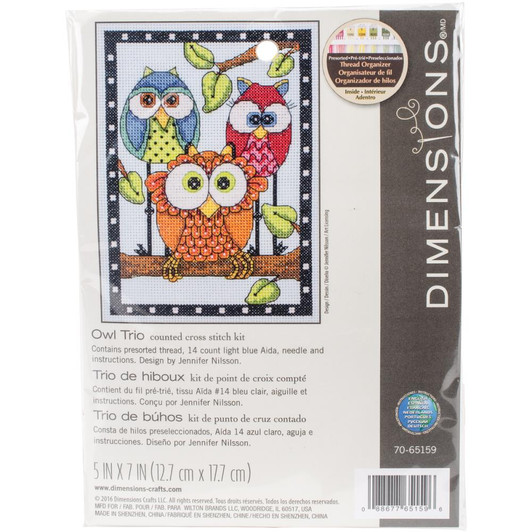 Dimensions Counted Cross Stitch Kit - Owl Trio