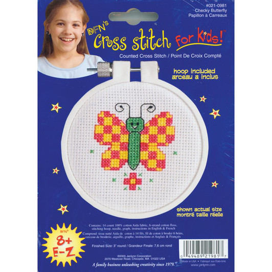 Janlynn Kid Stitch Mini Counted Cross Stitch Kit | Checky Butterfly